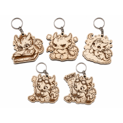 Porte clé dragonnet mignon en Bois – Petit Gardien à Emporter Partout